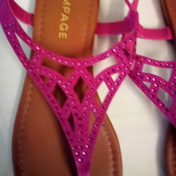 Faux Suede Thong Sandal With Sparkles - Picture 2 of 7